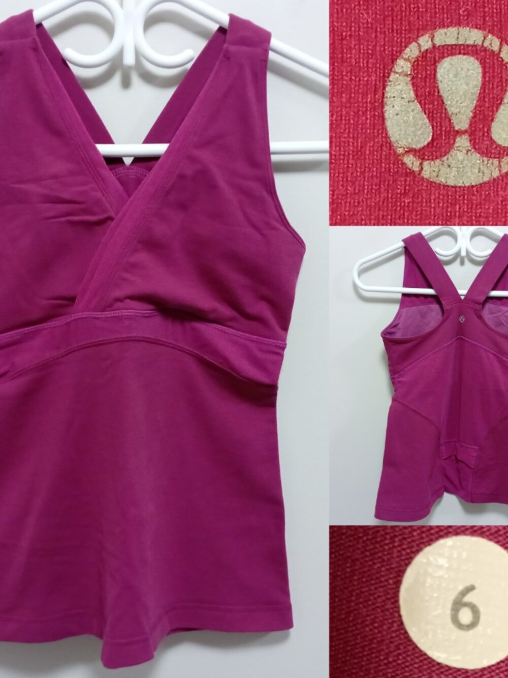 Lululemon Deep V 6 Small Purple Red Tank Top Luon Yoga Gym